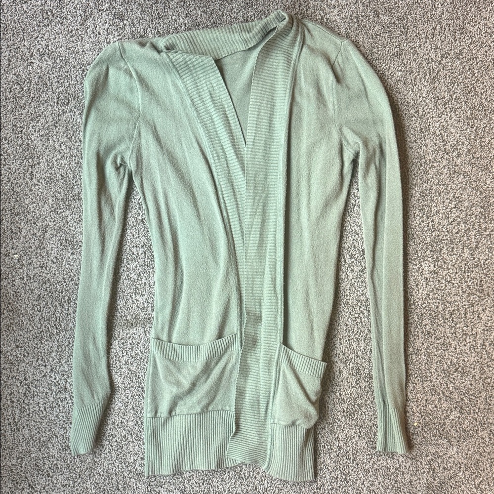 Olive Green Open Front Cardigan